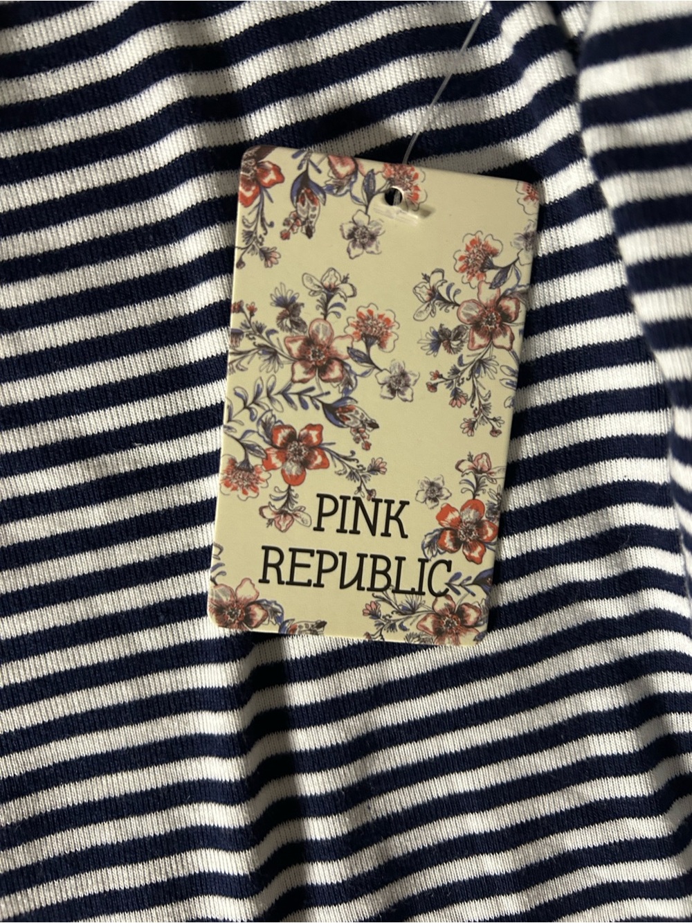 Pink Republic Taupe & White Striped V-Neck Long Sleeve Top - Picture 7 of 8